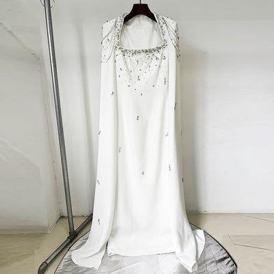 Beaded Shawl Sleeve Gown - Shé Hauté