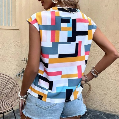 Women's Geometric V-Neck Top