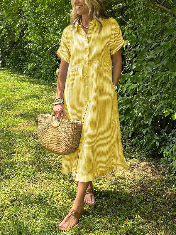Robe en lin rayée