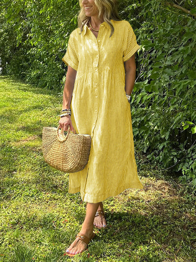 Robe en lin rayée