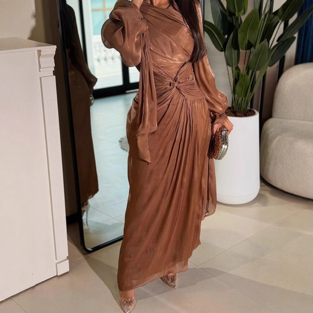 Shiny Pleated Gown