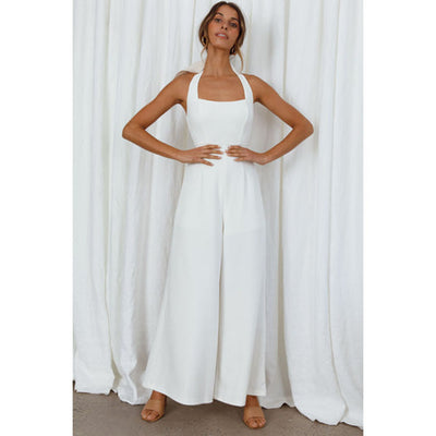 Pure Color Halter Suit