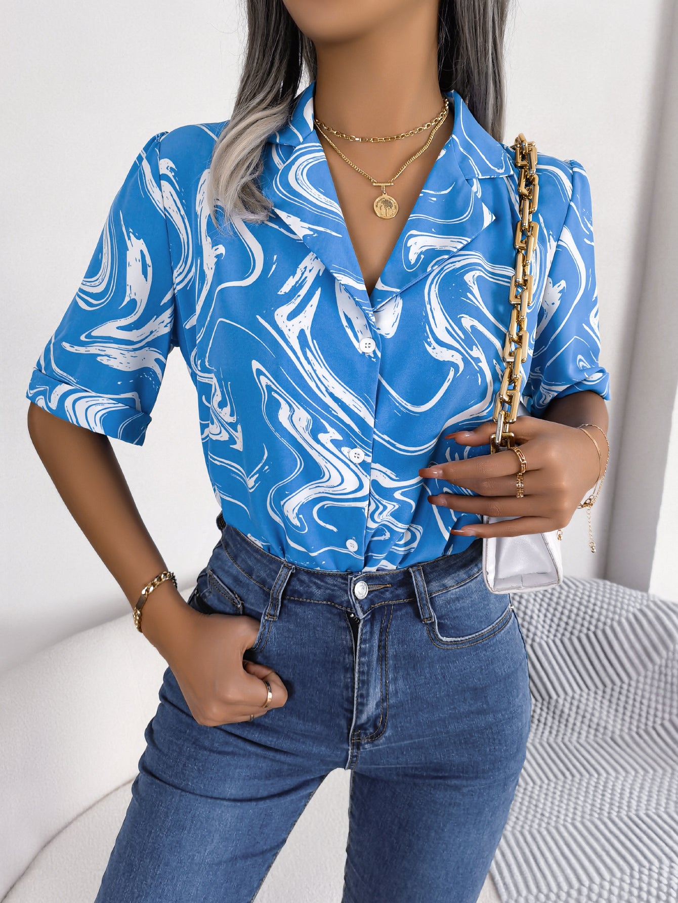 Women's Tie-Dye Lapel Shirt