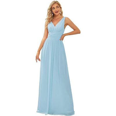 Sleeveless V-Neck Formal Maxi – Women - Shé Hauté