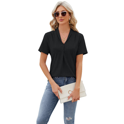 Hollow V-Neck Loose Fit Tee