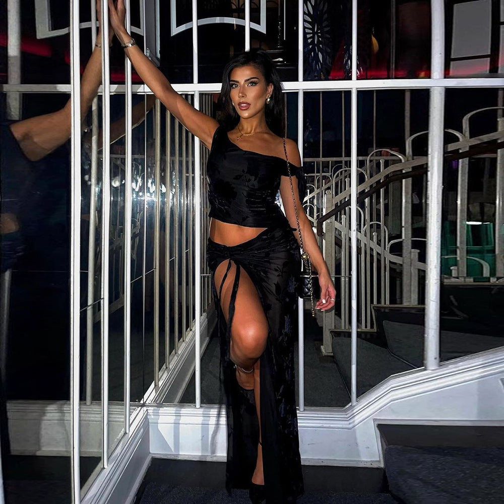 One-Shoulder Sheer Set