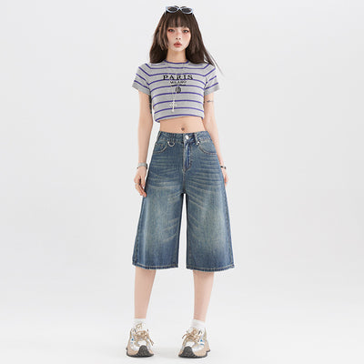 Women's Retro High Street Cropped Jeans - Shé Hauté