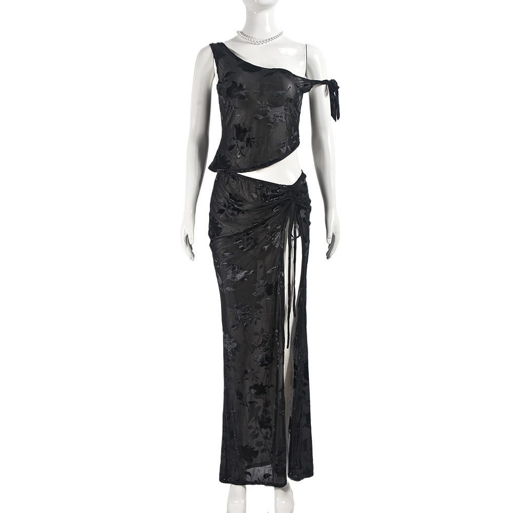 One-Shoulder Sheer Set