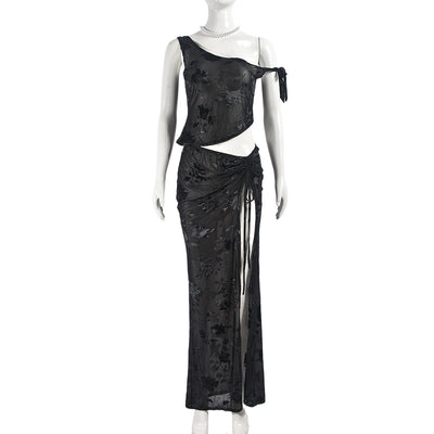 One-Shoulder Sheer Set