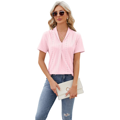 Hollow V-Neck Loose Fit Tee
