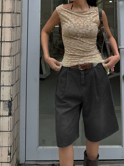 Wide-Leg Straight Denim Shorts – Women - Shé Hauté