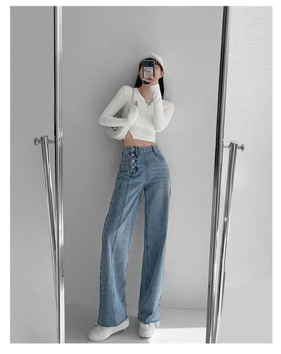 Irregular Button Jeans