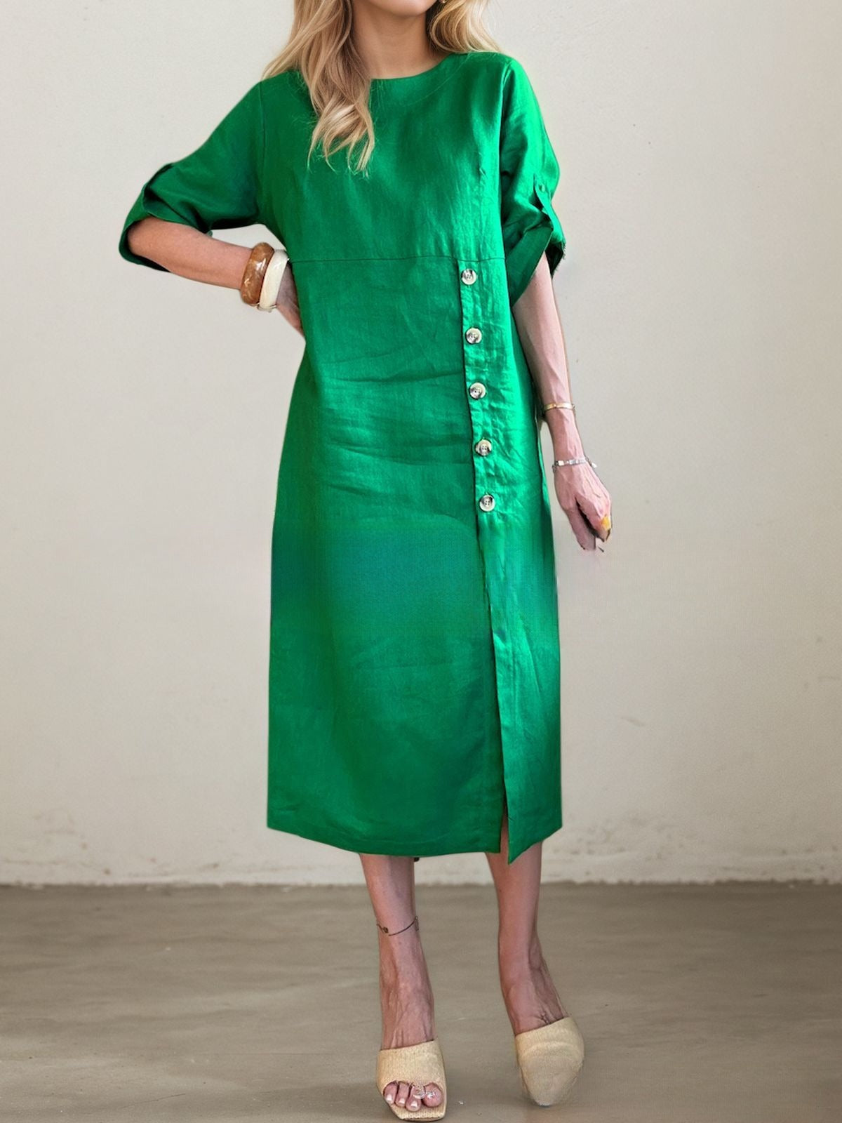 Robe midi boutonnée