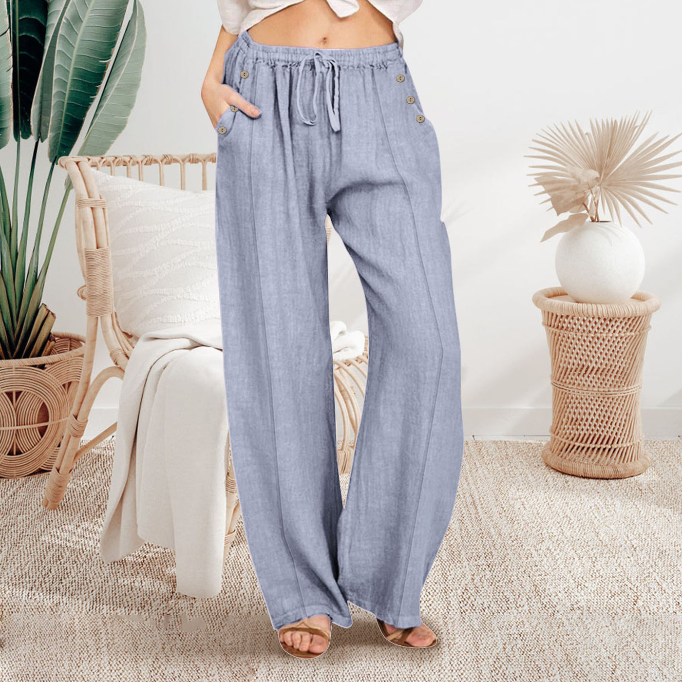 Pantalon ample à boutons