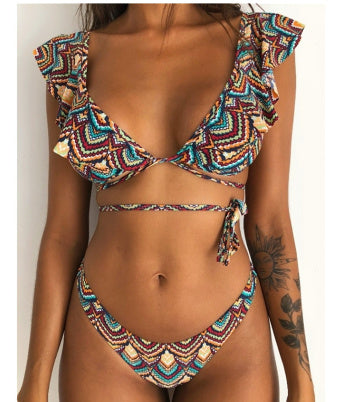 Swimsuit Split Printed Bikini - Shé Hauté