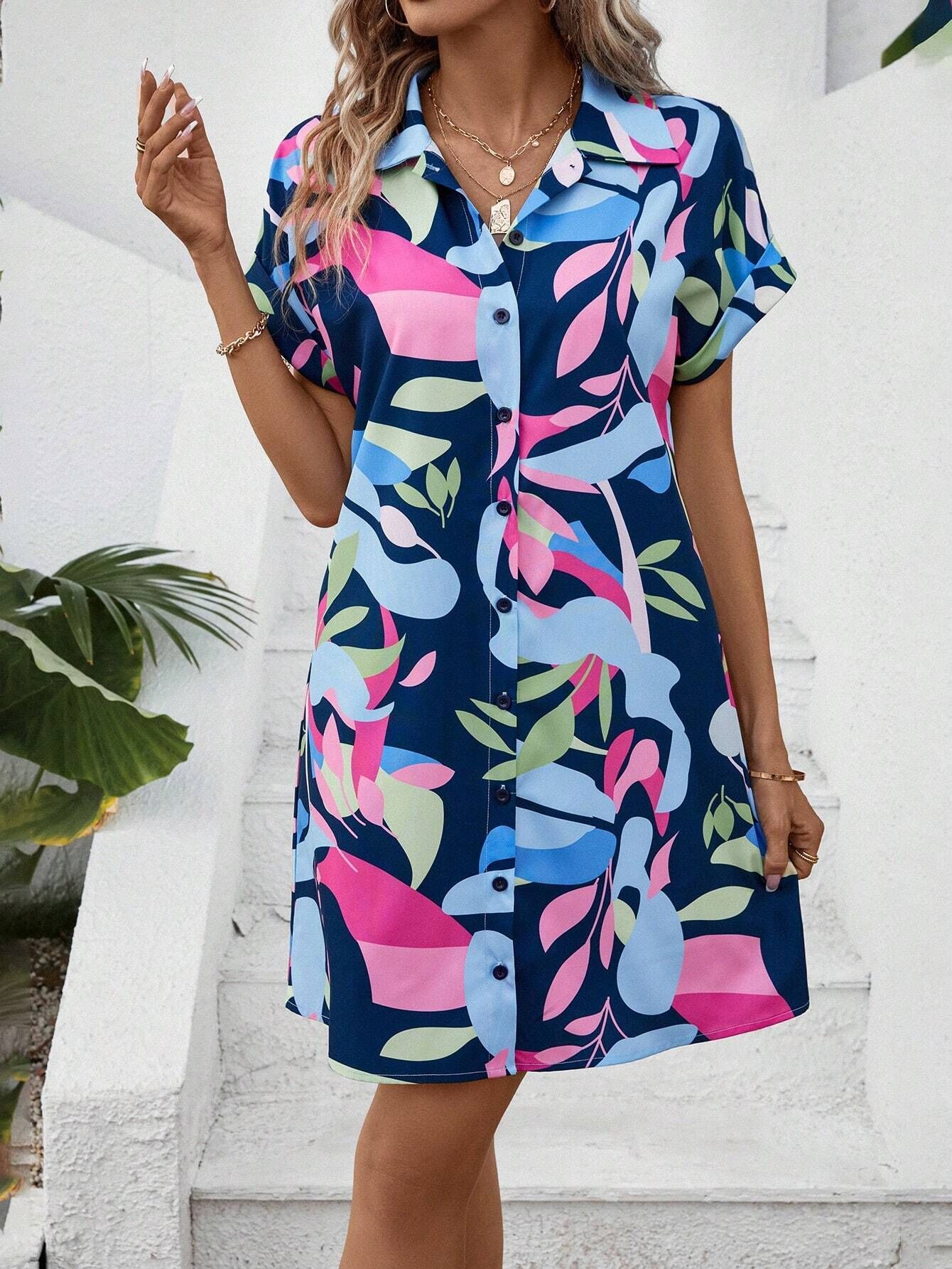 Robe chemise fleurie