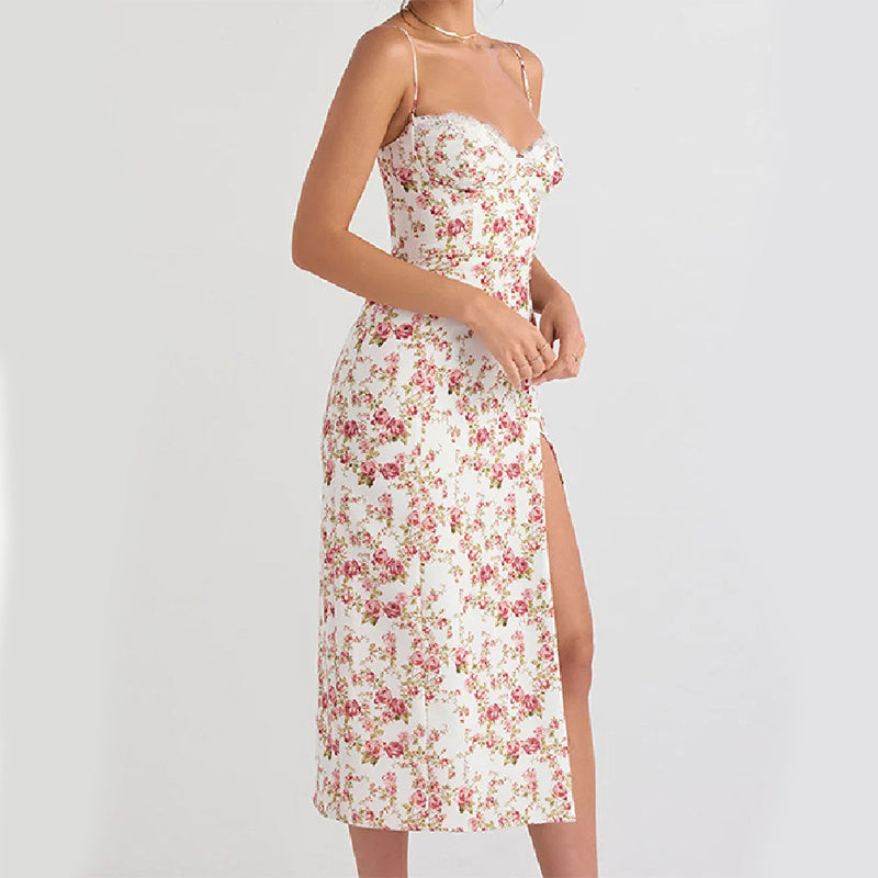 Robe nuisette en dentelle à fleurs