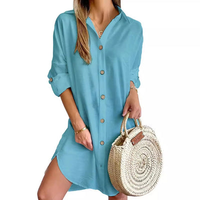 Autumn Lapel Shirt Dress