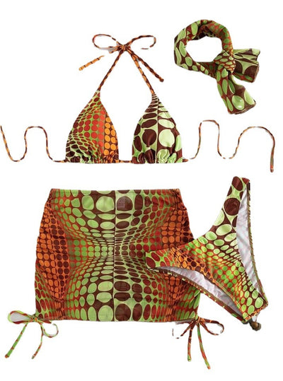 Maillot de bain bikini fendu imprimé pour femme