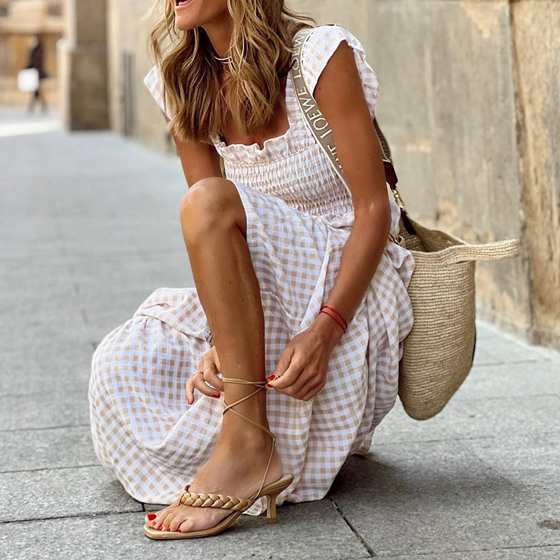 Ruffled Plaid Dress - Shé Hauté