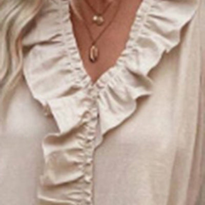 Ruffled V-Neck Maxi