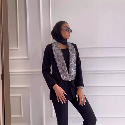 Blazer à paillettes à décolleté en V profond
