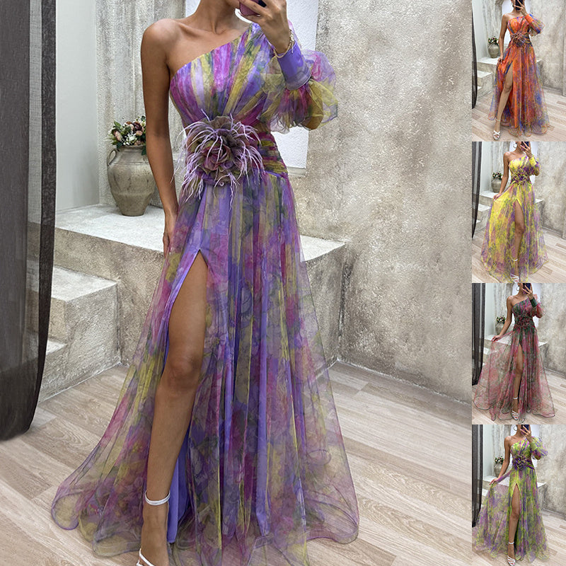 Off-Shoulder Slit Dress