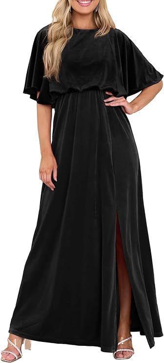Robe fendue à manches lotus