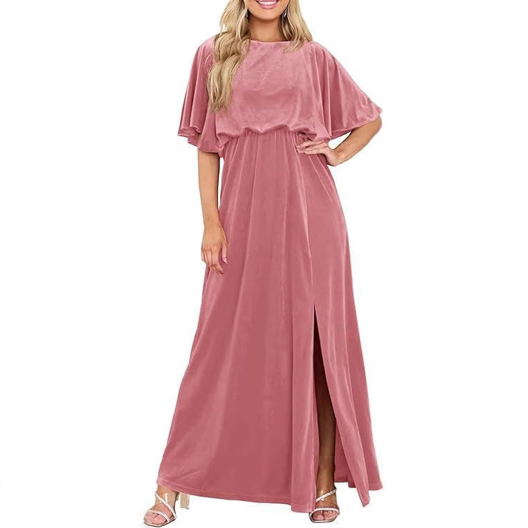 Robe fendue à manches lotus