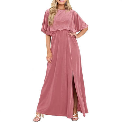 Robe fendue à manches lotus