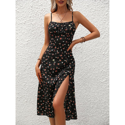 Robe fendue à pois