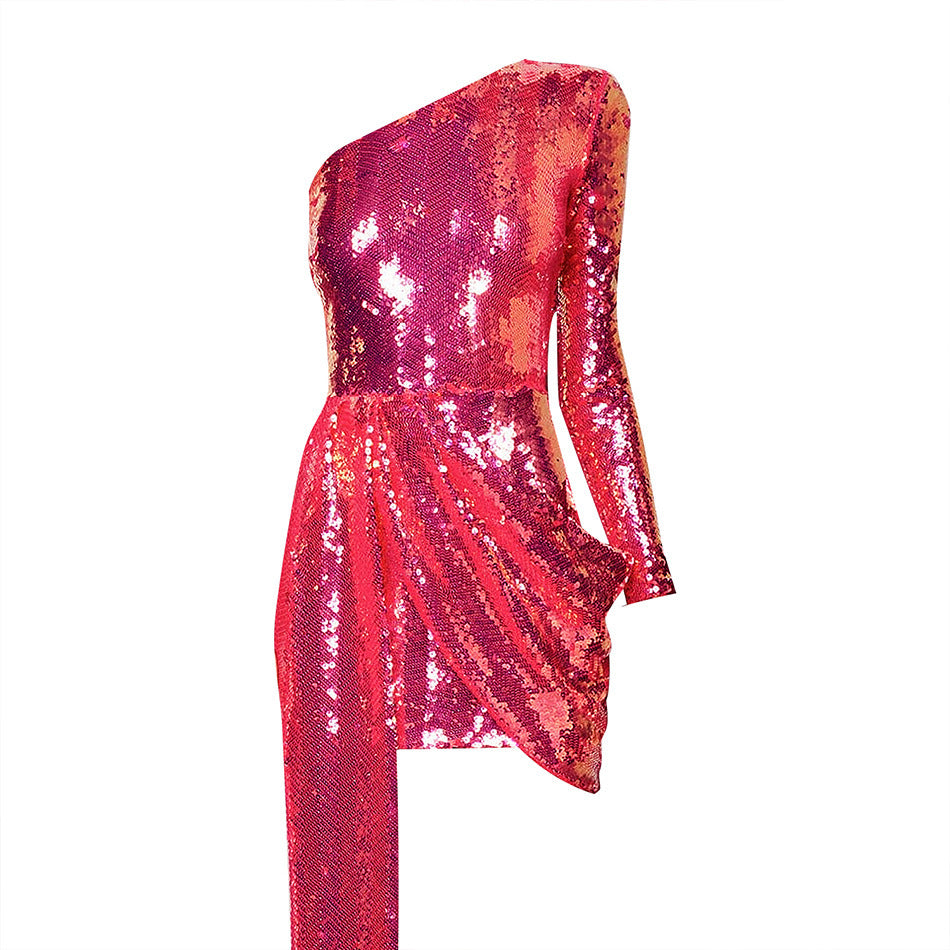 Sequin Wrap Gown