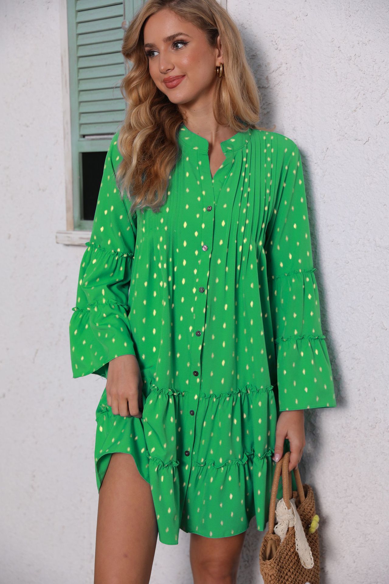 Robe plissée à imprimé bronzé
