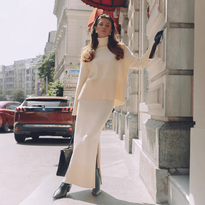 Casual Knit Skirt Set