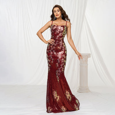 Off-Shoulder Sequin Evening Dress - Shé Hauté