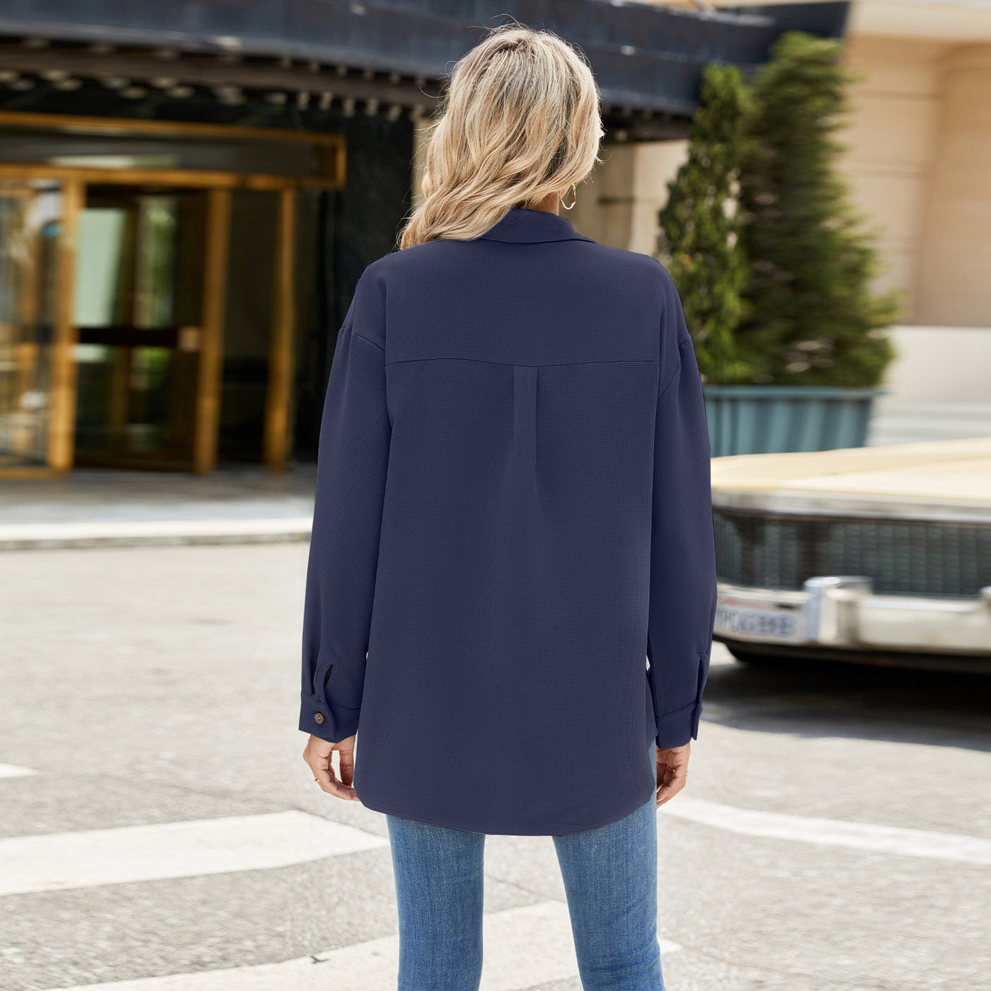 Chemise à revers unie pour femme
