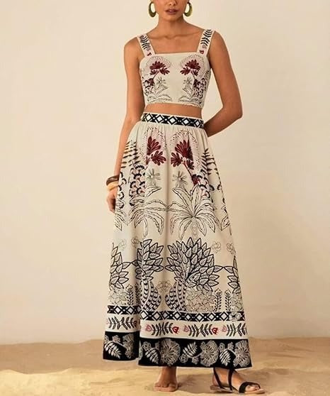 Midriff-Baring Skirt Set