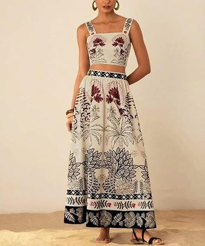 Midriff-Baring Skirt Set