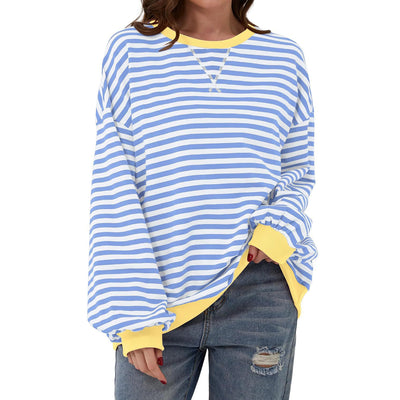 Pull décontracté à rayures pour femme