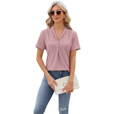 Hollow V-Neck Loose Fit Tee