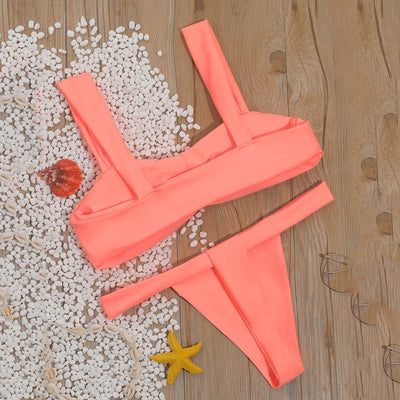 Solid color split bikini swimsuit - Shé Hauté