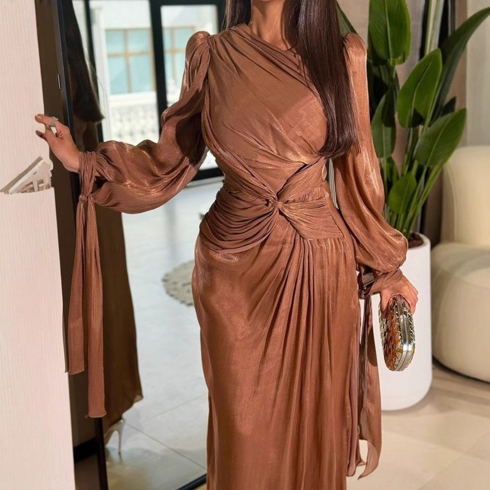 Shiny Pleated Gown