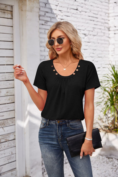 Pleated Short Sleeve Top