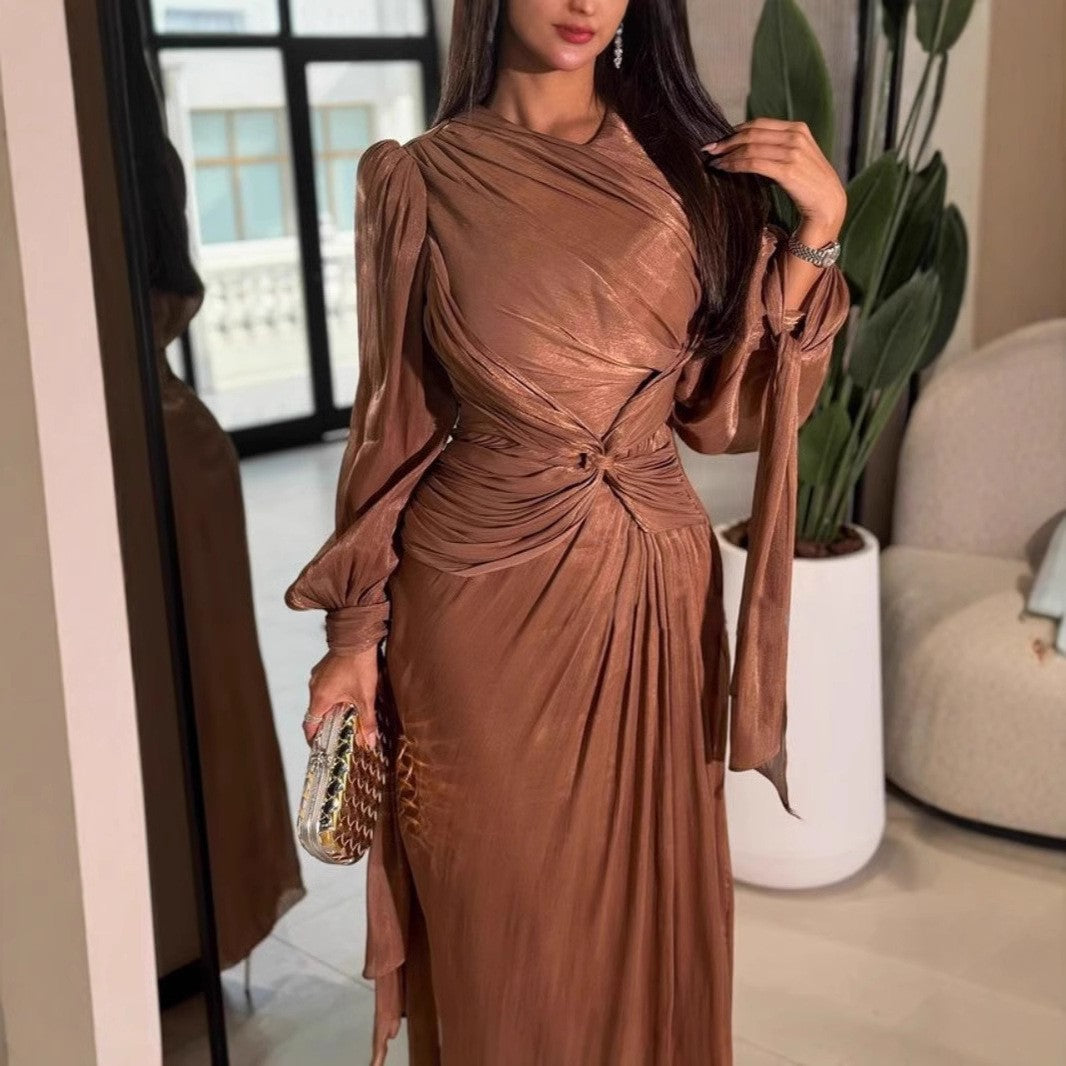 Shiny Pleated Gown