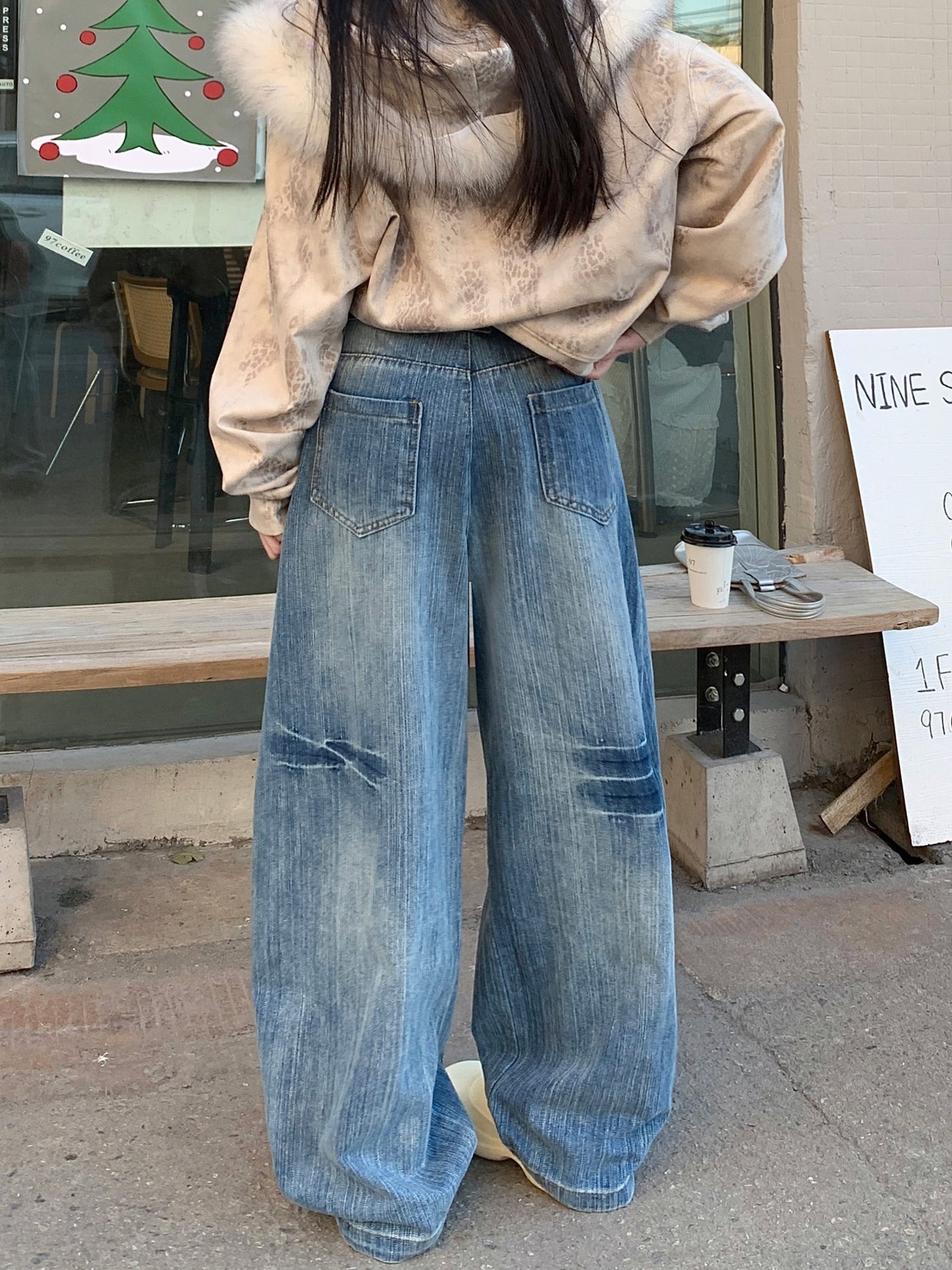 Denim ample délavé