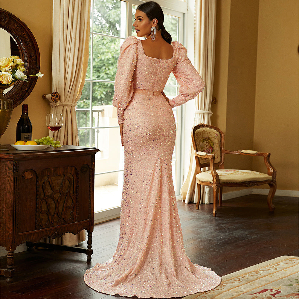 Robe longue à paillettes