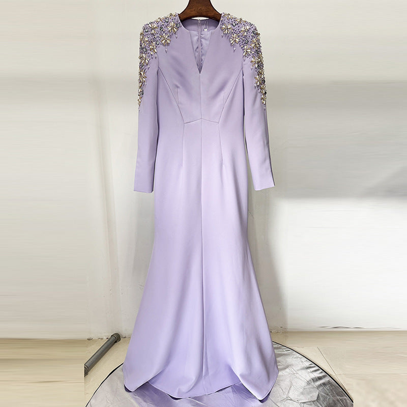 Front Slit Beaded Gown – Women - Shé Hauté