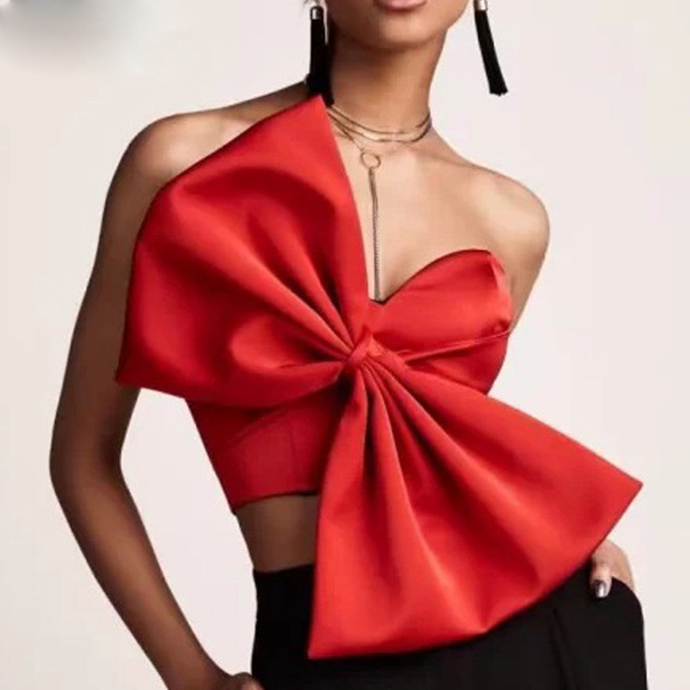 Crop Off Shoulder Bow