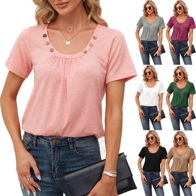 Pleated Short Sleeve Top