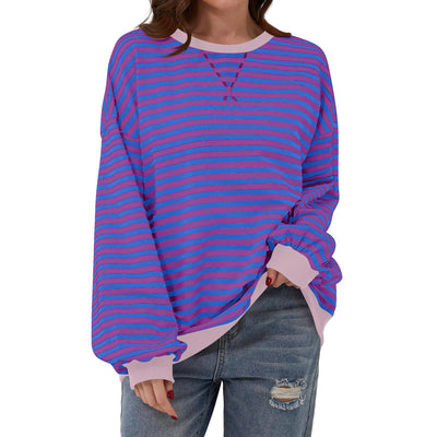 Pull décontracté à rayures pour femme